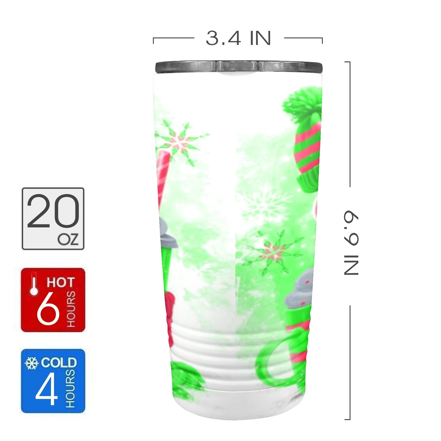 Winter Vibes Lime Tumbler 20oz Insulated Stainless Steel