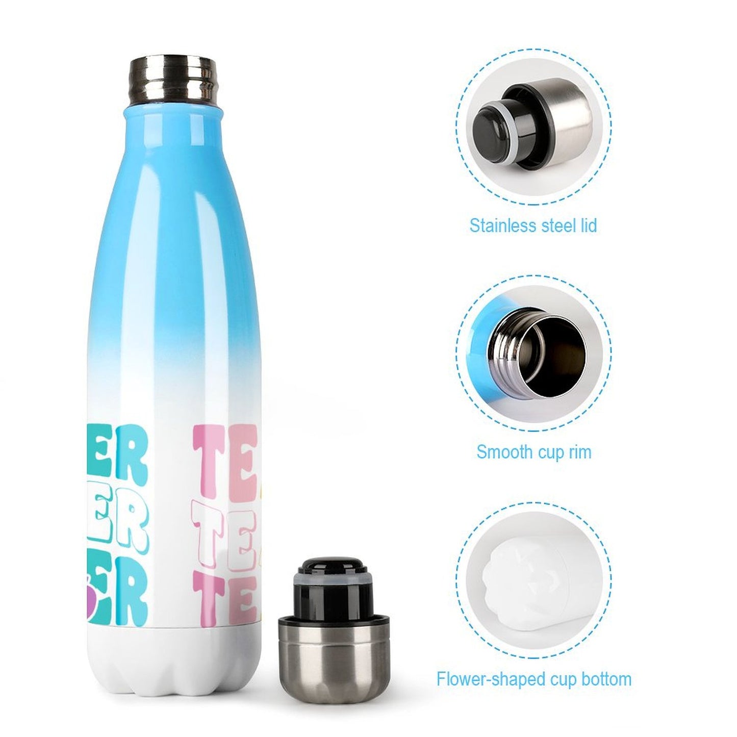 Teacher Wavy Rainbow Stainless Steel Water Bottle