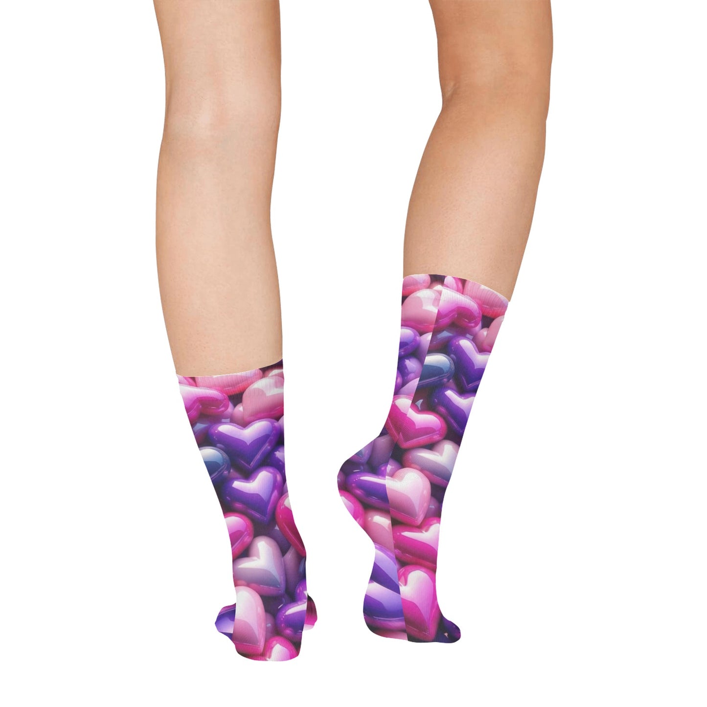 Multi Color Heart All Over Print Socks for women