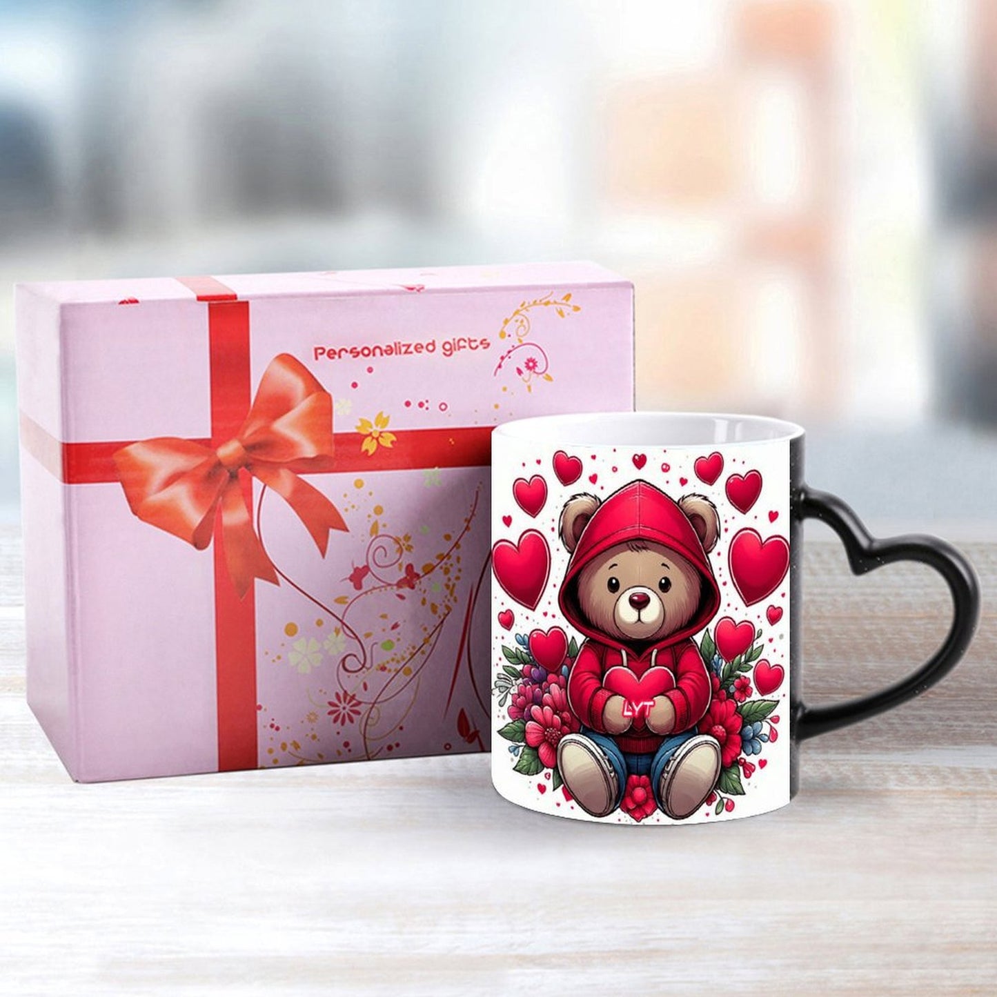 Valentine Heart Handle Color Change Mug 15oz