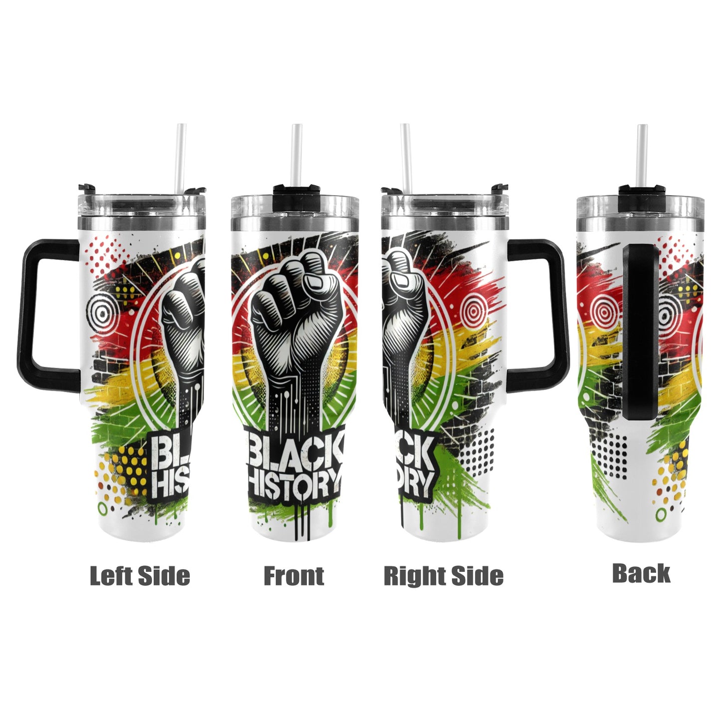 Black History Fist 40oz Tumbler with Black Handle