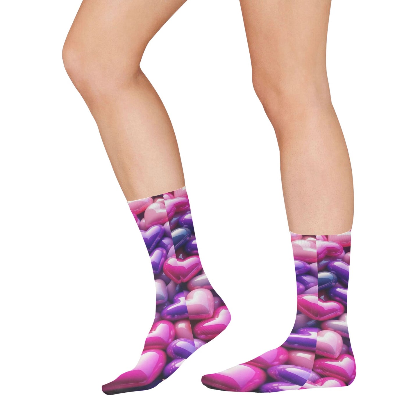 Multi Color Heart All Over Print Socks for women