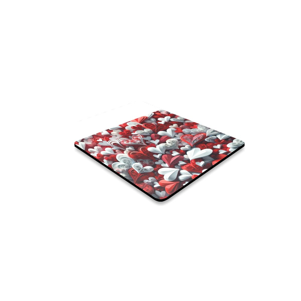 Red and white hearts Square Coaster