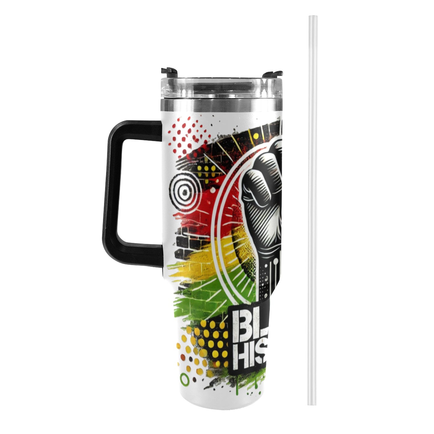 Black History Fist 40oz Tumbler with Black Handle