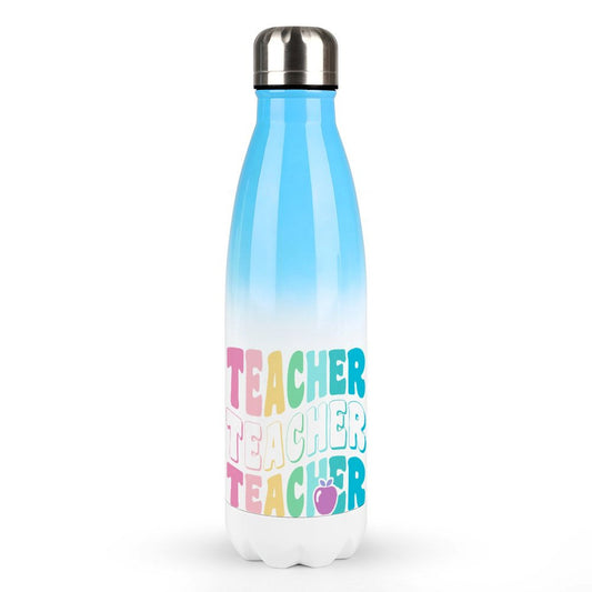 Teacher Wavy Rainbow Stainless Steel Water Bottle