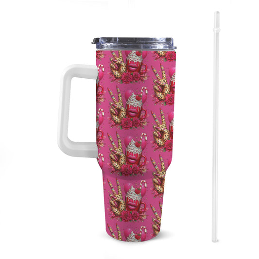 Vday 40oz Tumbler with White Handle