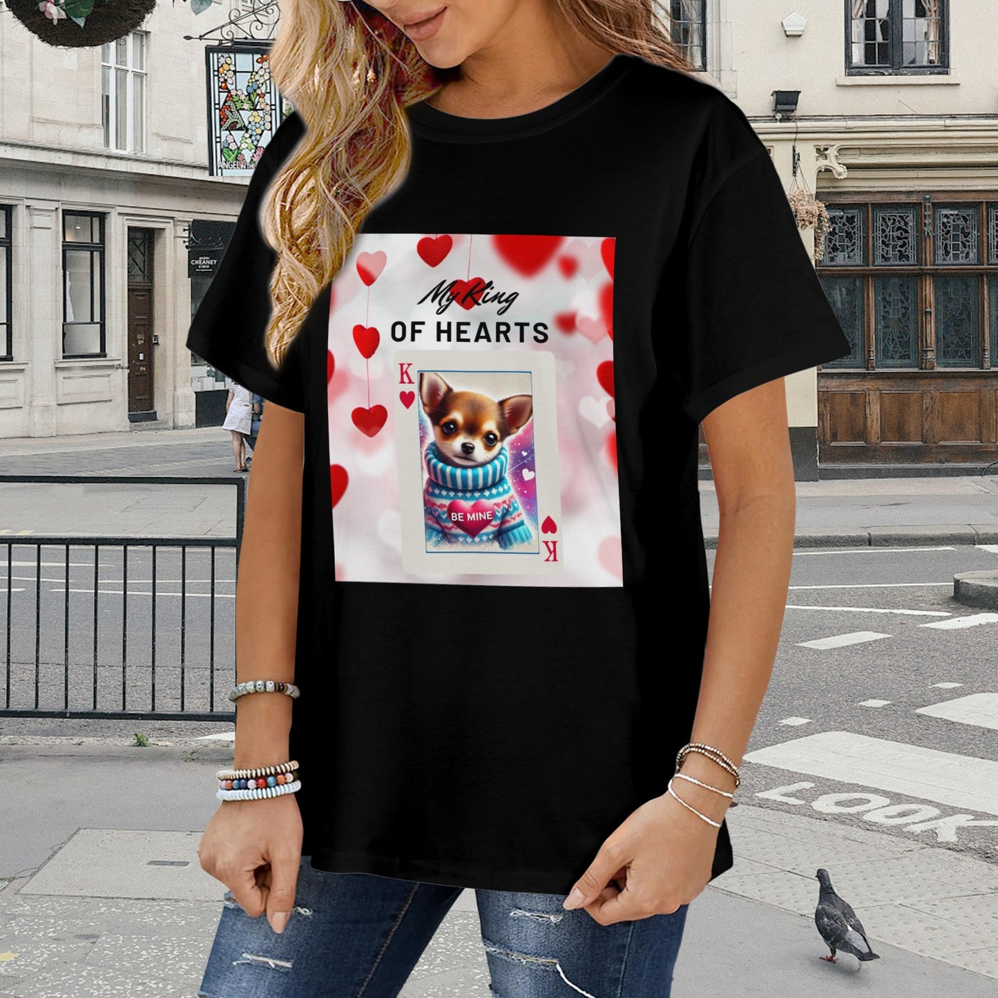 My King of Hearts Customizable Women's T-Shirt in USA Size (Front Printing) (Model T78)