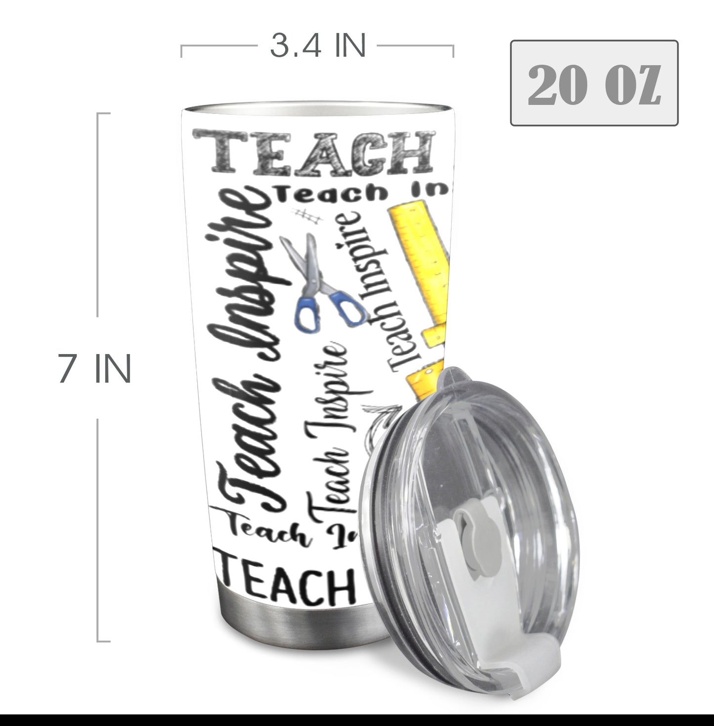 Teach Inspire Tumbler 20oz Mobile Tumbler with Clear Slide Lid