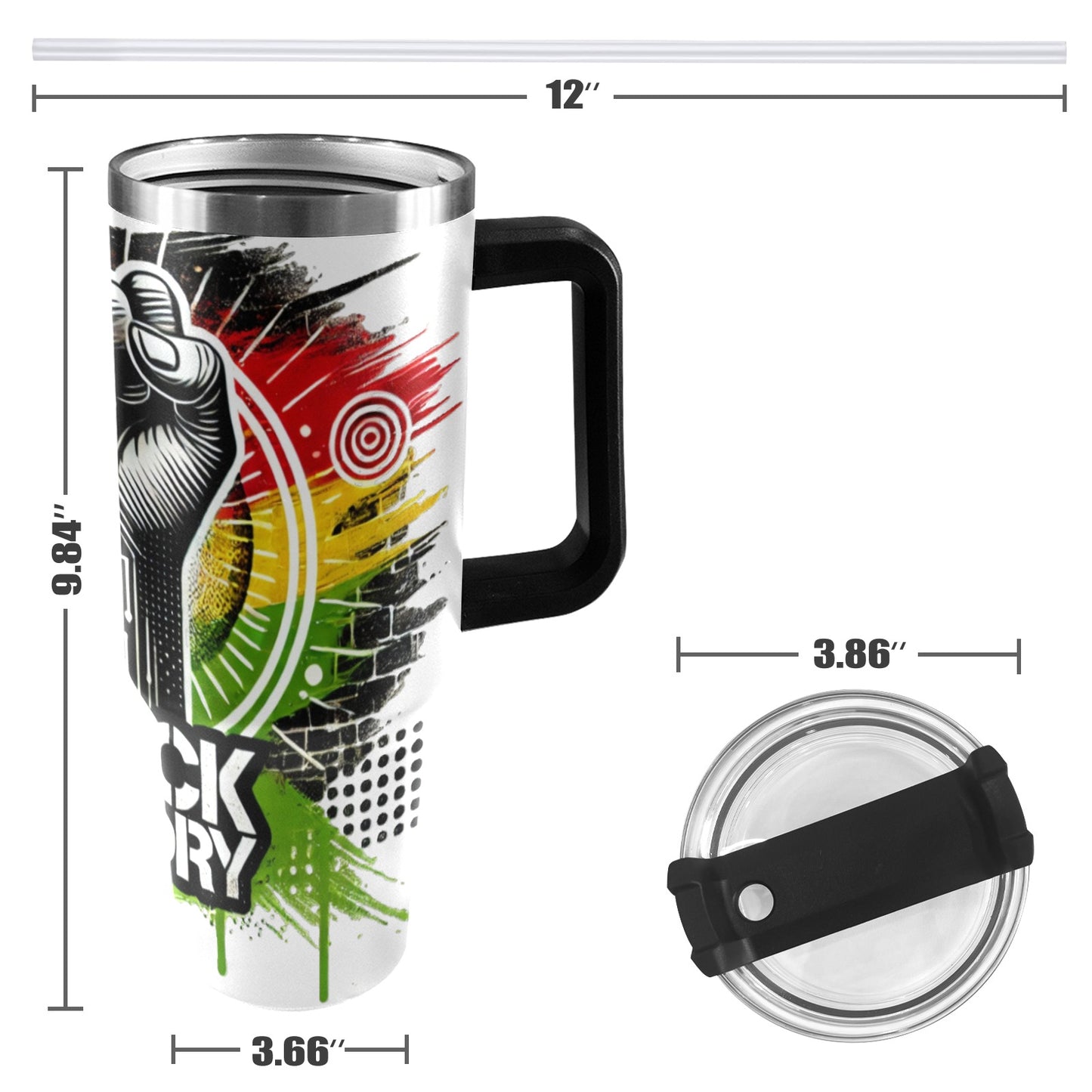 Black History Fist 40oz Tumbler with Black Handle