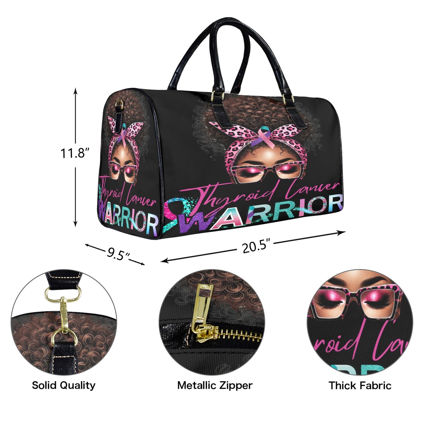 Thyroid Cancer Warrior Large Capacity Travel Bag